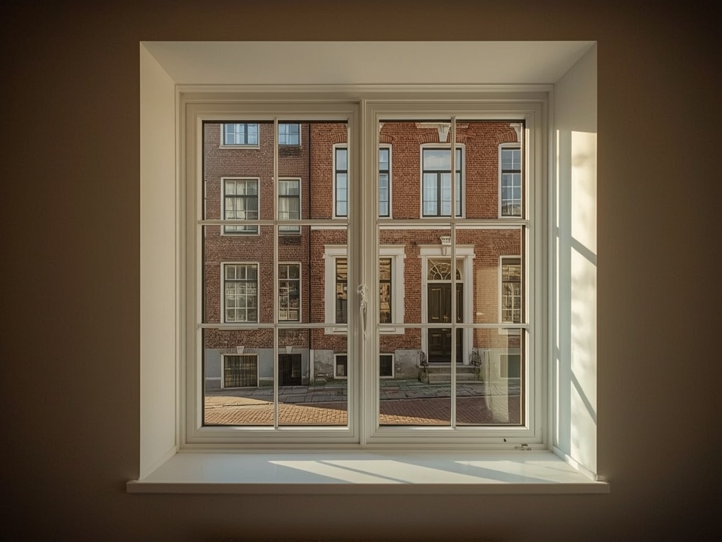 Interieur 's-Hertogenbosch met uitzicht door kunststof kozijnen op historische straat
