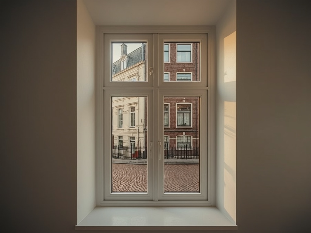 Zicht op de haven van Veghel door moderne kunststof schuifpui