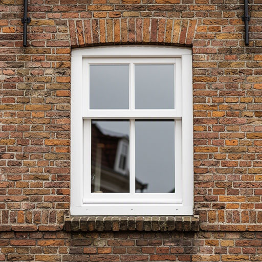 Detail kunststof kozijn wit in bakstenen muur jaren 30 woning Oss