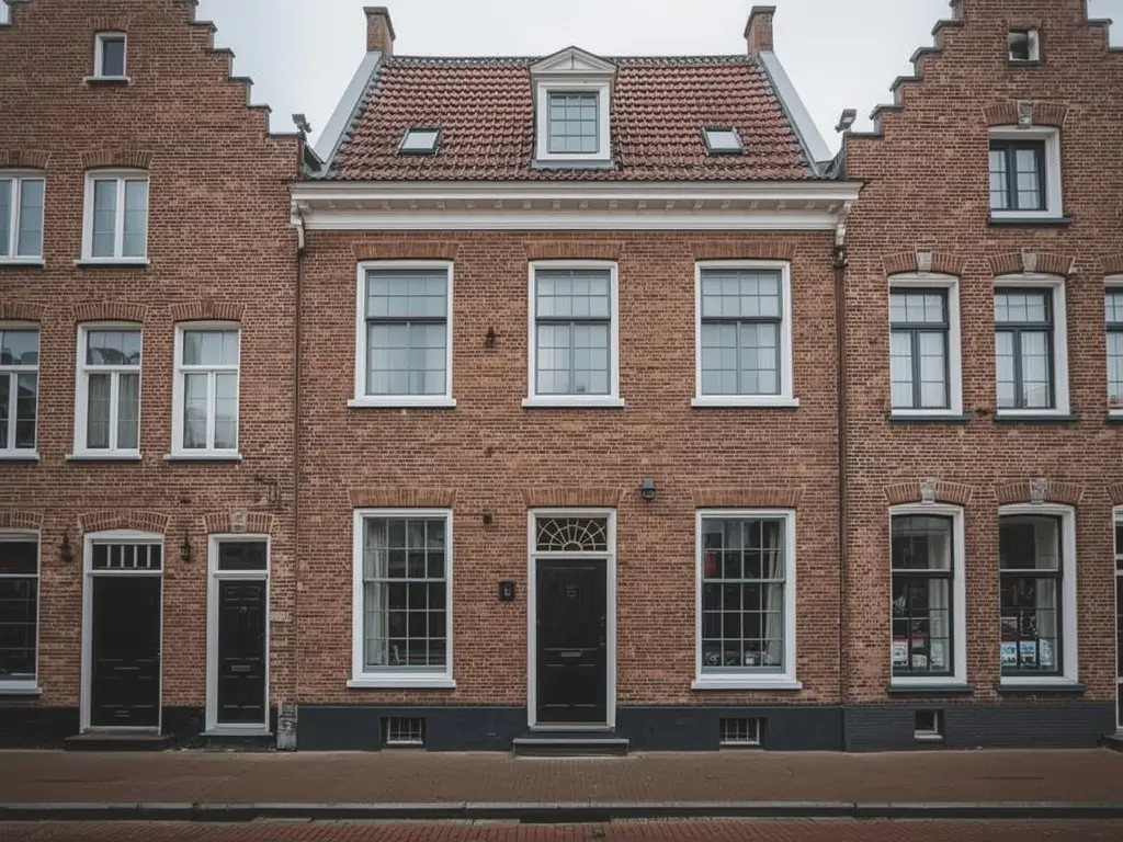 Historisch bakstenen stadspand Oss centrum met nieuwe witte kunststof kozijnen