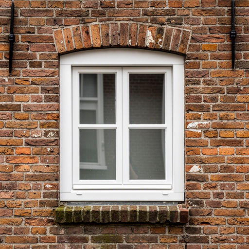 Detail wit kunststof kozijn in typisch Brabants bakstenen rijtjeshuis Helmond