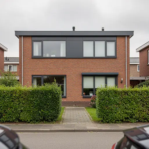 Eengezinswoning in Eindhoven Woensel gerenoveerd met witte kunststof kozijnen en voordeur