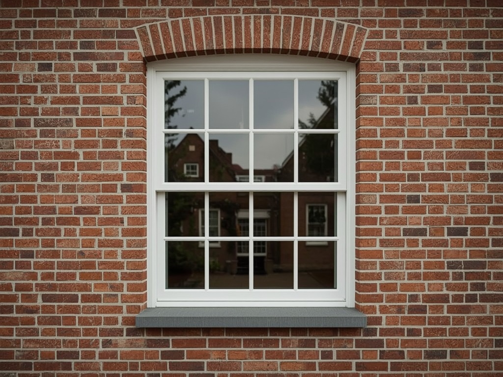 Detail kunststof kozijn wit in bakstenen woning Vught