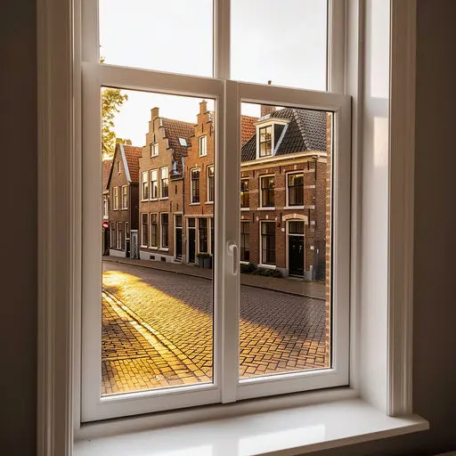 Licht interieur van loft in Strijp-S Eindhoven met uitzicht via zwarte kunststof kozijnen op creatieve werkruimtes