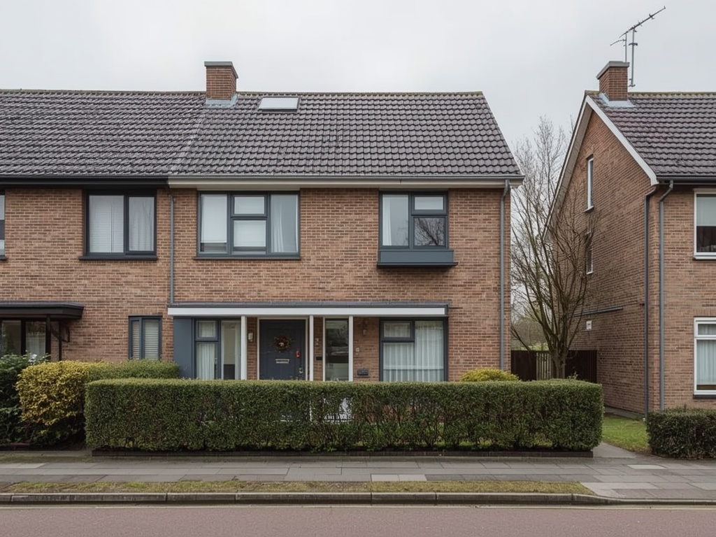 Rijtjeswoning Rosmalen met strakke witte kunststof kozijnen en voordeur