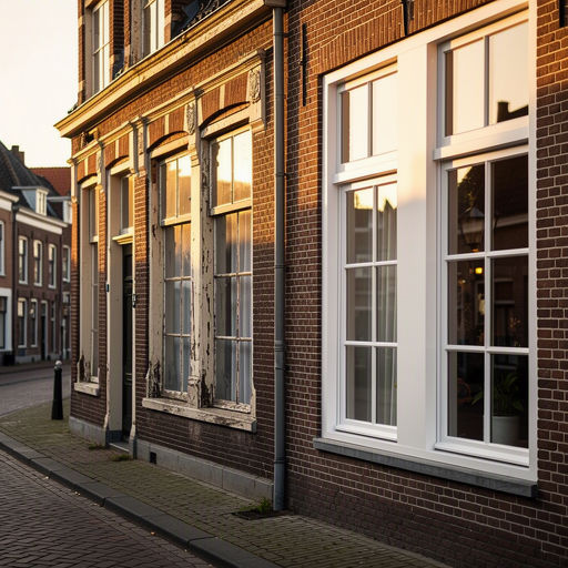 Monteur plaatst kunststof kozijnen bij een woning in Den Bosch