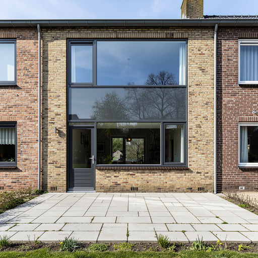 Antraciet kunststof kozijnen aan een gerenoveerd jaren 30-huis