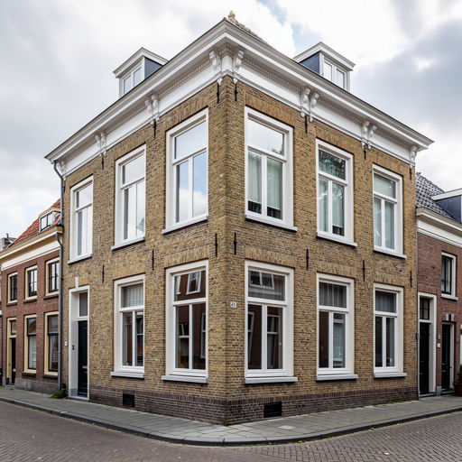 Kunststof kozijnen aan de voorgevel van een rijtjeshuis in Den Bosch